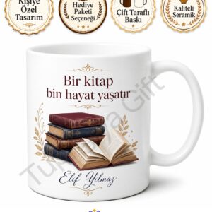 Edebiyat Sever İçin Kişiye Özel Baskılı Kupa Bardak Kitap Hediye