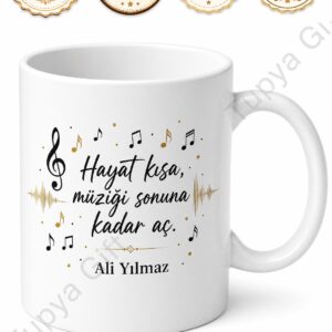 Müzik Sever İçin Kişiye Özel Baskılı Kupa Bardak Hediye