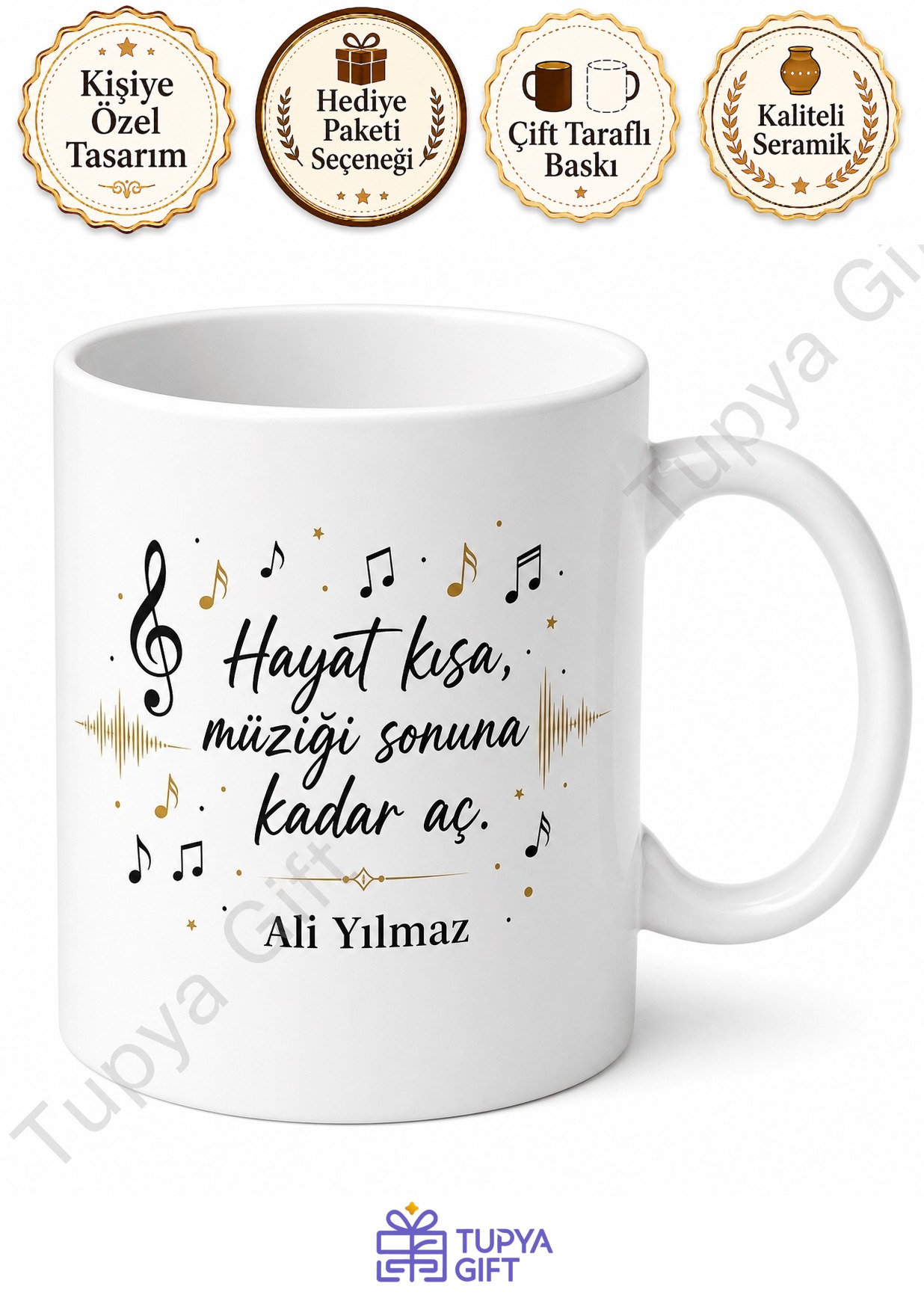 Müzik Sever İçin Kişiye Özel Baskılı Kupa Bardak Hediye