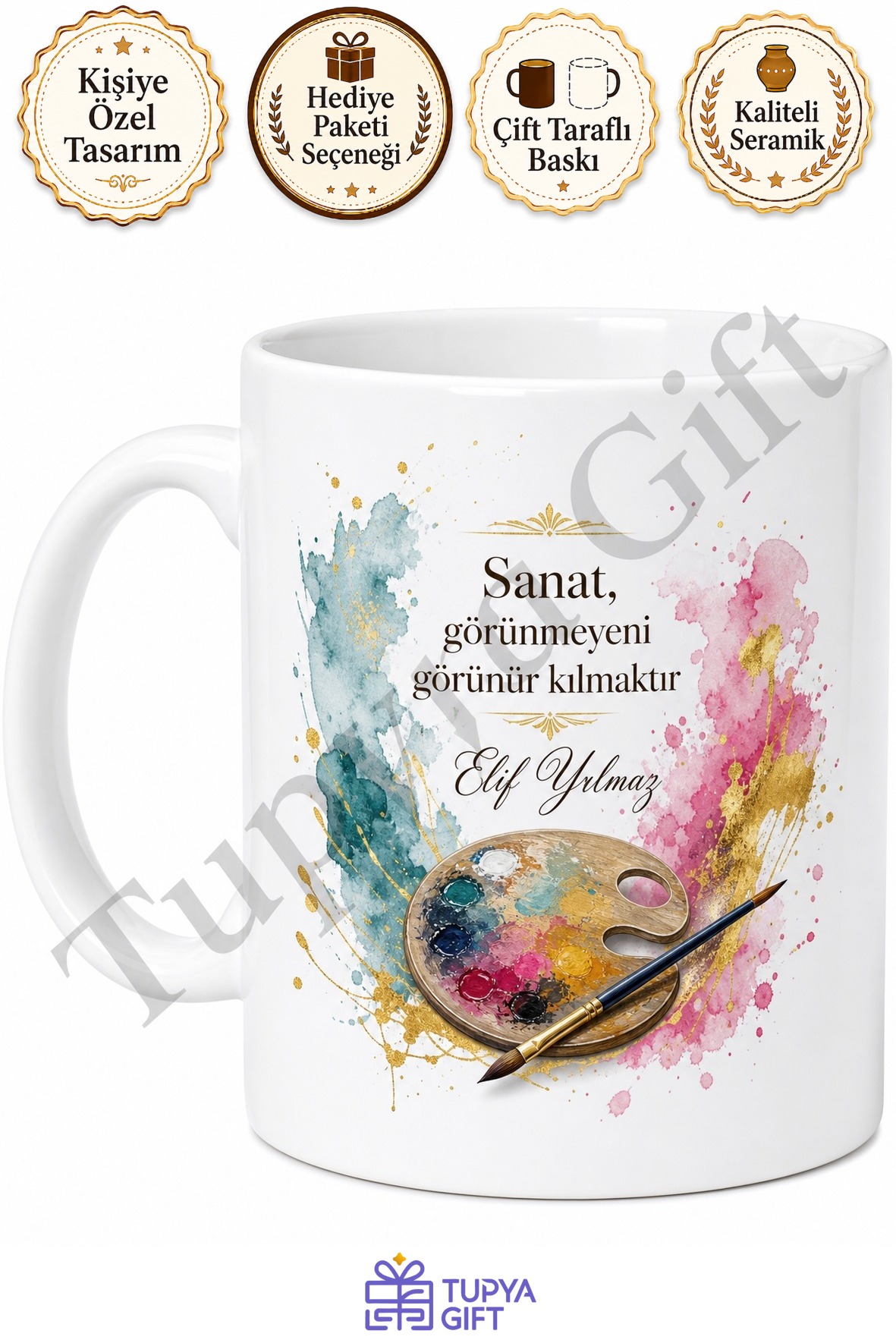 Sanatçıya Hediye İsme Özel Baskılı Kupa Bardak Sanat Severler İçin