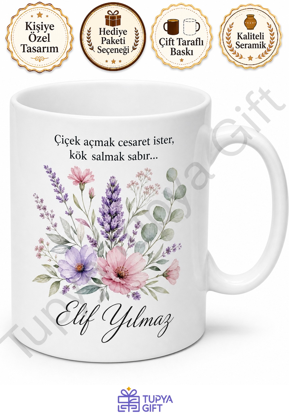 Çiçek Sever İçin Kişiye Özel Baskılı Kupa Bardak Hediye