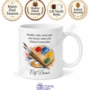Boyama Tutkunu İçin Özel Baskılı Kupa Bardak Ressam Hediye Sanatçı Mug