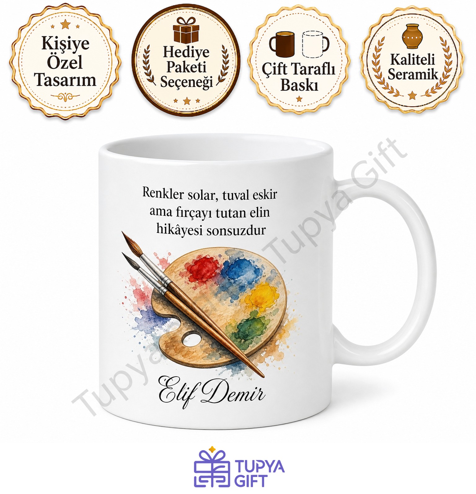 Boyama Tutkunu İçin Özel Baskılı Kupa Bardak Ressam Hediye Sanatçı Mug