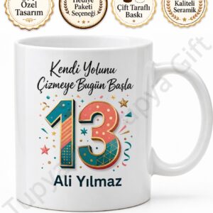 Doğum Günü Hediyesi 13 Yaş Temalı Kupa Bardak Genç Odası Kupası
