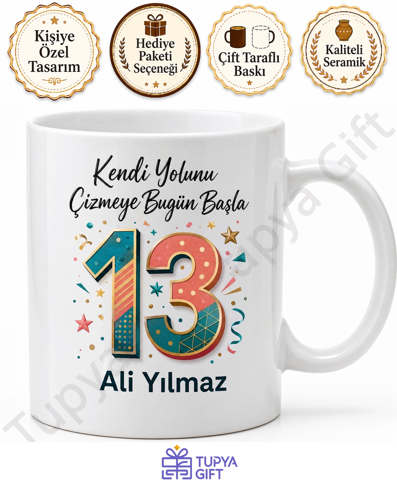 Doğum Günü Hediyesi 13 Yaş Temalı Kupa Bardak Genç Odası Kupası