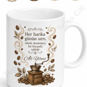 Kahve Uzmanına Hediye İsimli Baskılı Kupa Bardak Özel Tasarım Porselen