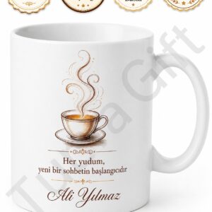 Çay Sever İçin Kişiye Özel Baskılı Kupa Bardak Hediye Çay Kupası