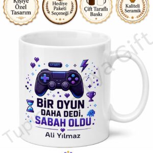 Oyuncu Temalı Baskılı Kupa Bardak Gamer Hediye Porselen Mug