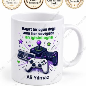 Oyun Kolu Temalı Kişiye Özel Baskılı Kupa Bardak Gamer Hediye