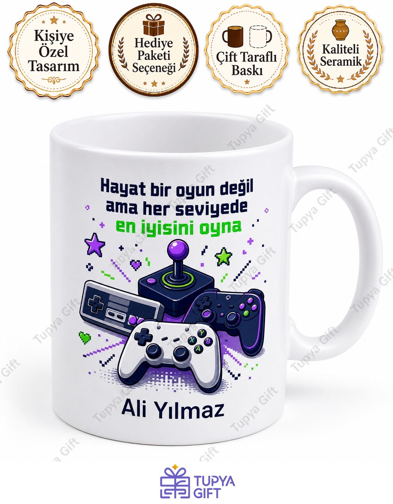 Oyun Kolu Temalı Kişiye Özel Baskılı Kupa Bardak Gamer Hediye
