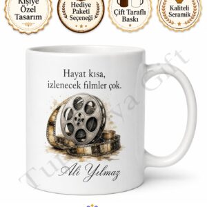 Film Sever İçin Kişiye Özel Baskılı Kupa Bardak Sinema Hediye
