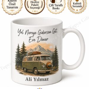 Vanlife Temalı Kişiye Özel Baskılı Kupa Bardak Karavan Hediye