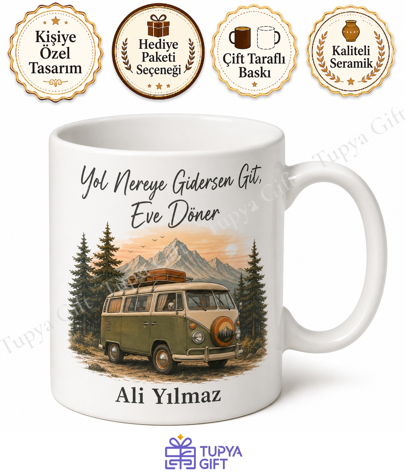 Vanlife Temalı Kişiye Özel Baskılı Kupa Bardak Karavan Hediye