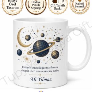 Astronomi Sever İçin Kişiye Özel Baskılı Kupa Bardak Hediye
