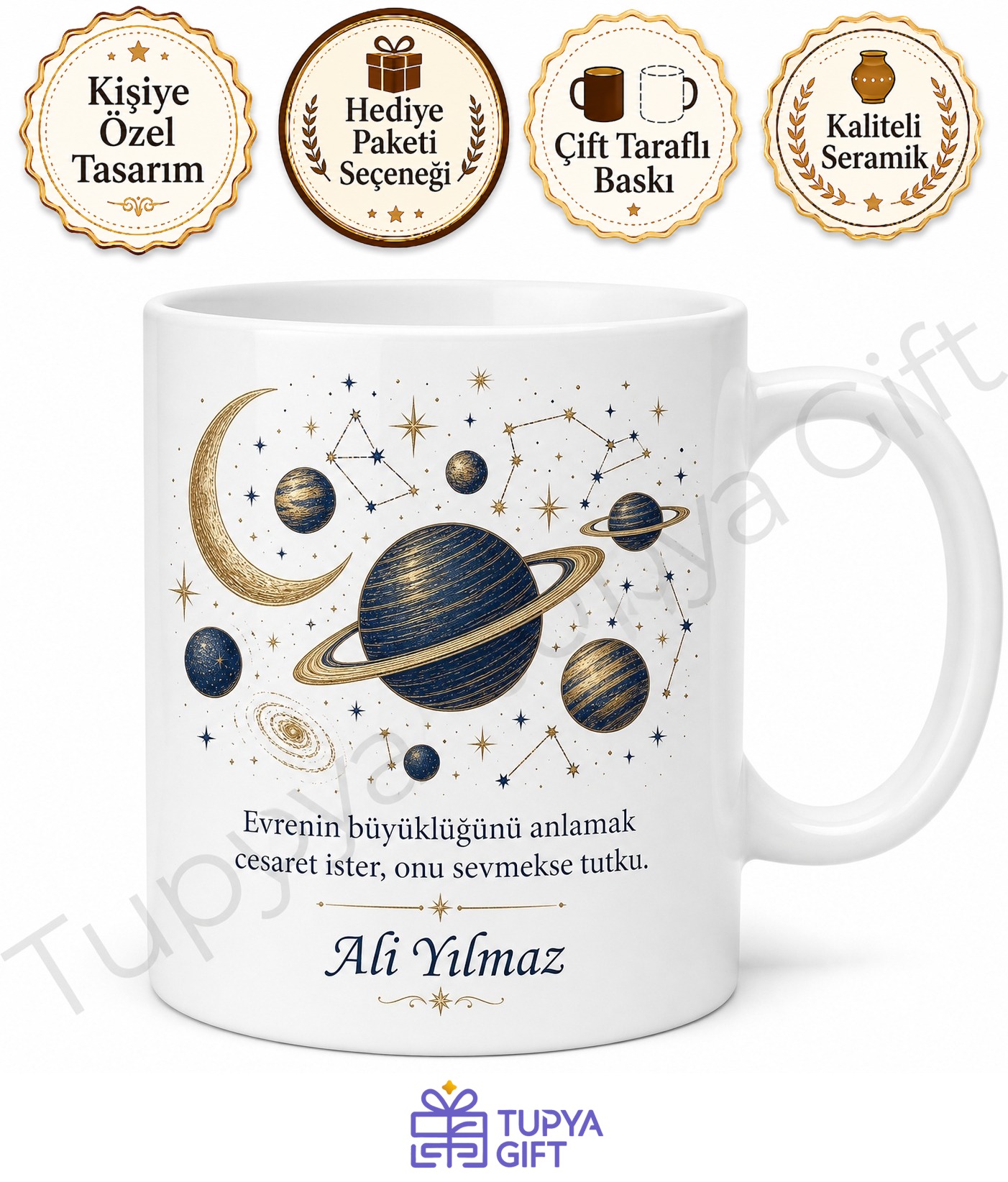 Astronomi Sever İçin Kişiye Özel Baskılı Kupa Bardak Hediye