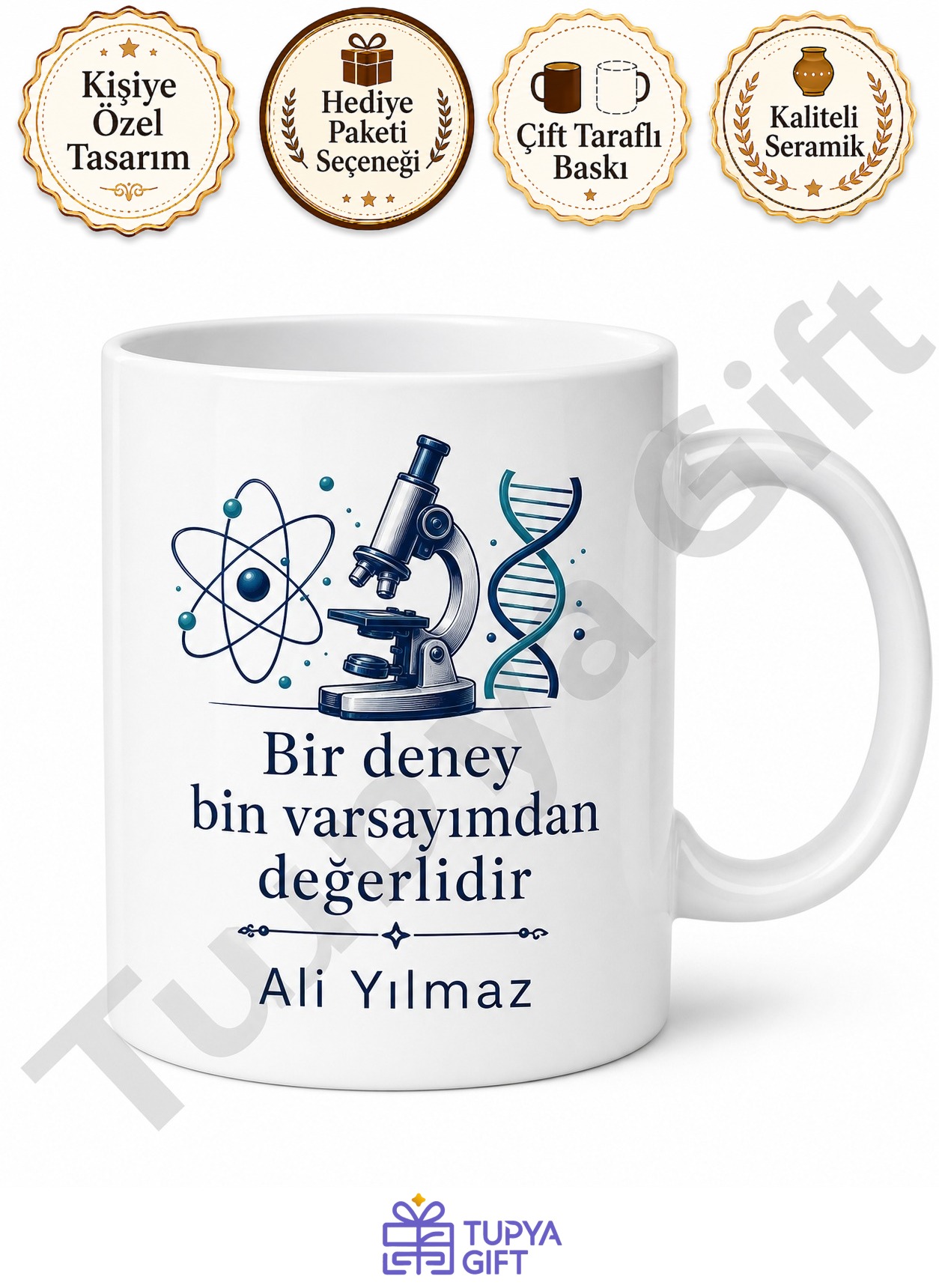 Bilim İnsanına Hediye Kişiye Özel Baskılı Kupa Bardak Bilim Temalı