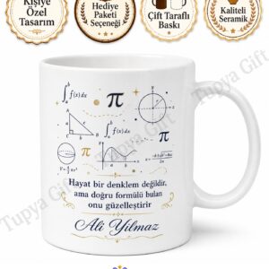 Matematikçiye Hediye Kişiye Özel Baskılı Kupa Bardak Matematik Hediyesi