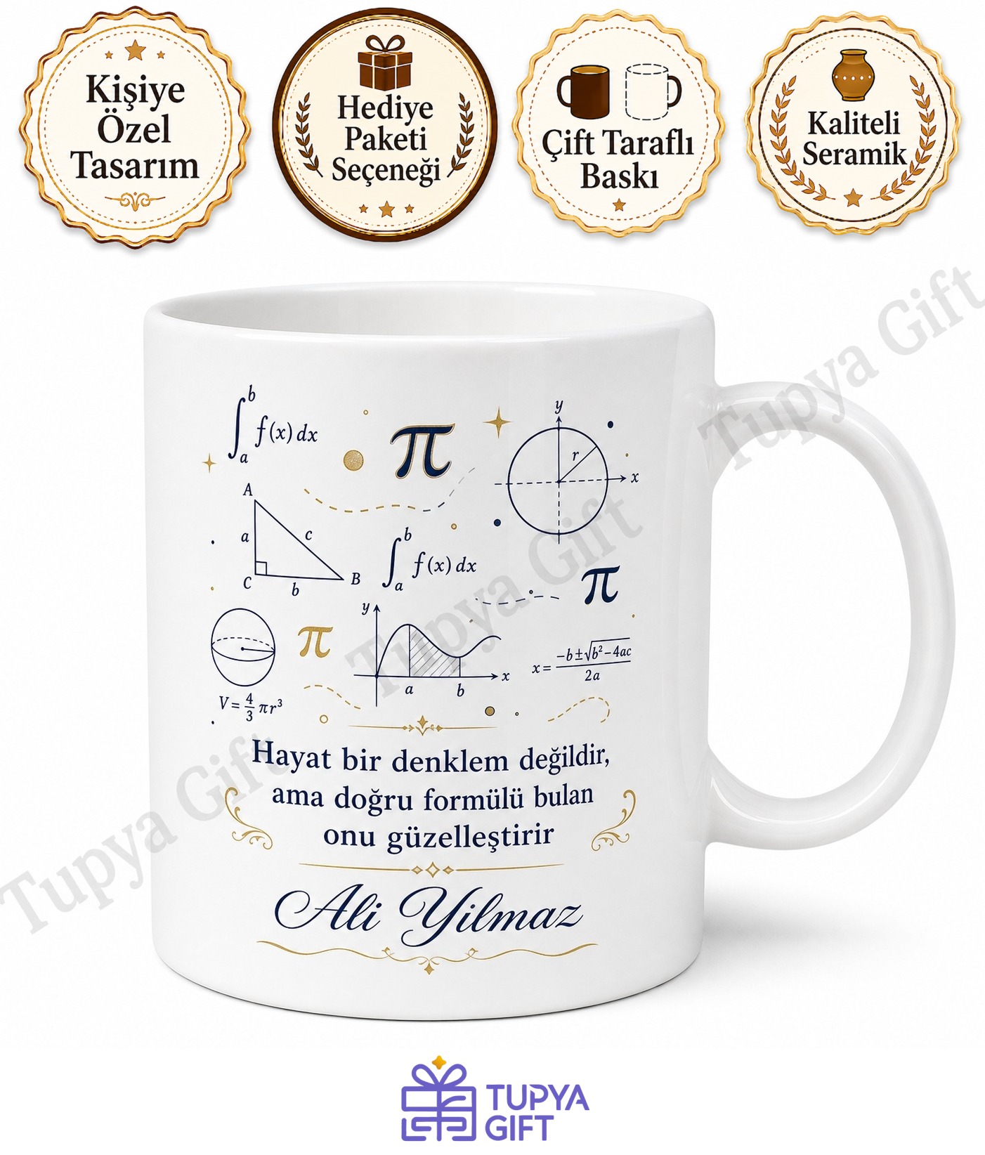Matematikçiye Hediye Kişiye Özel Baskılı Kupa Bardak Matematik Hediyesi