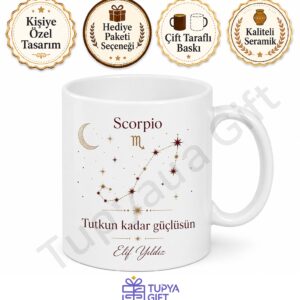 Burç Temalı Kişiye Özel Baskılı Kupa Bardak Astroloji Hediye