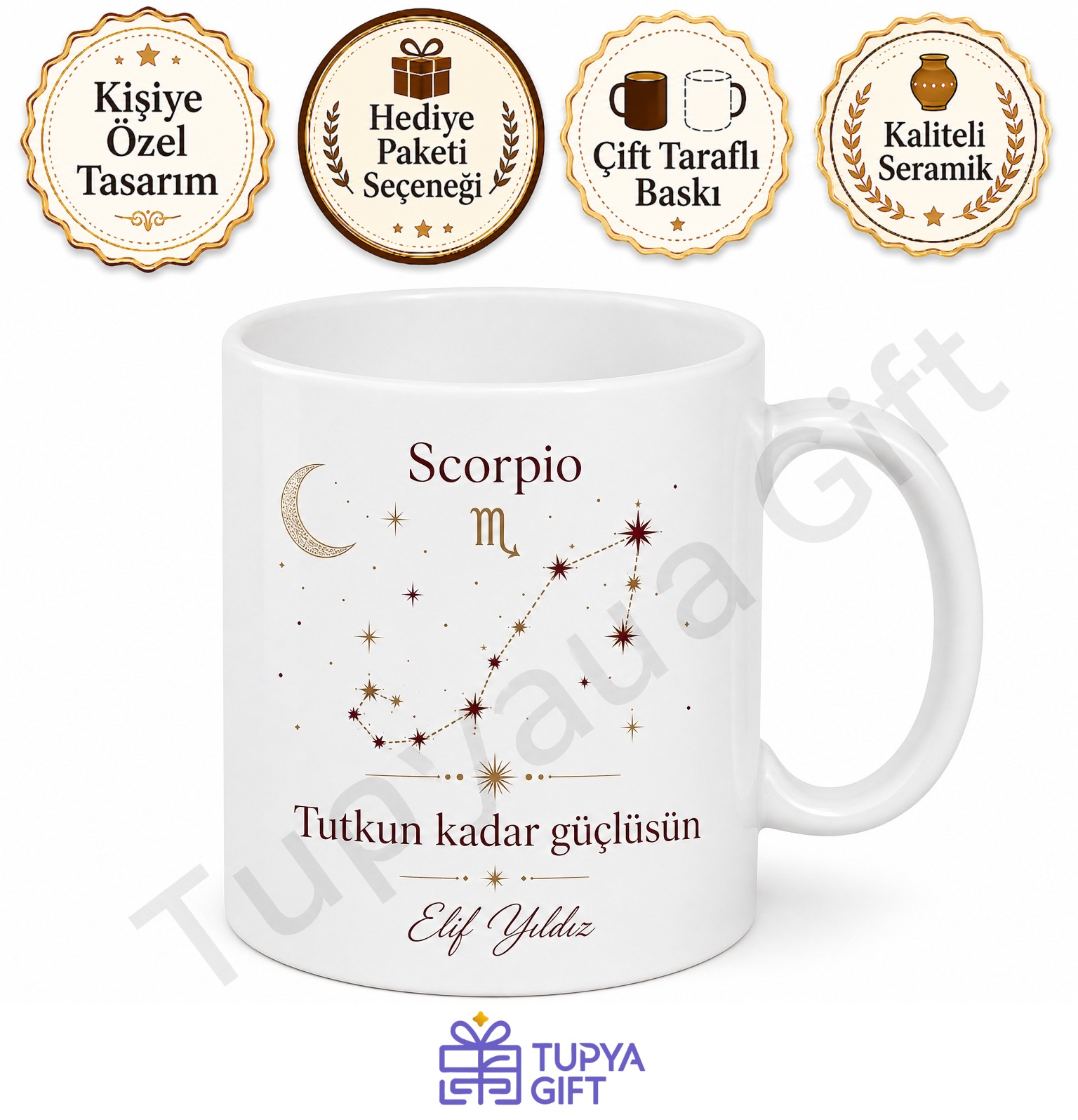 Burç Temalı Kişiye Özel Baskılı Kupa Bardak Astroloji Hediye