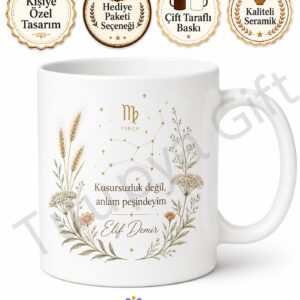 Başak Burcu Temalı Kişiye Özel Baskılı Kupa Bardak Astroloji Hediye