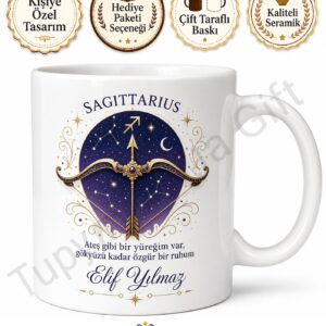 Yay Burcu Temalı Baskılı Kupa Bardak Astroloji Hediye Porselen Mug