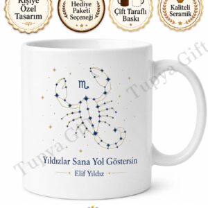 Burç Hediyesi İsme Özel Baskılı Kupa Bardak Astroloji Hediye