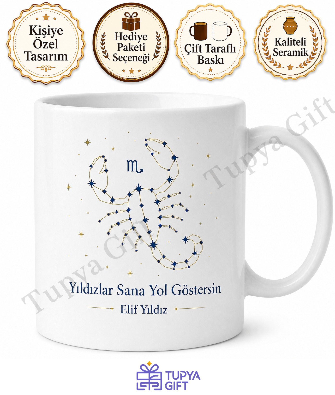 Burç Hediyesi İsme Özel Baskılı Kupa Bardak Astroloji Hediye