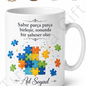 Puzzle Sever İçin Kişiye Özel Baskılı Kupa Bardak Hediye