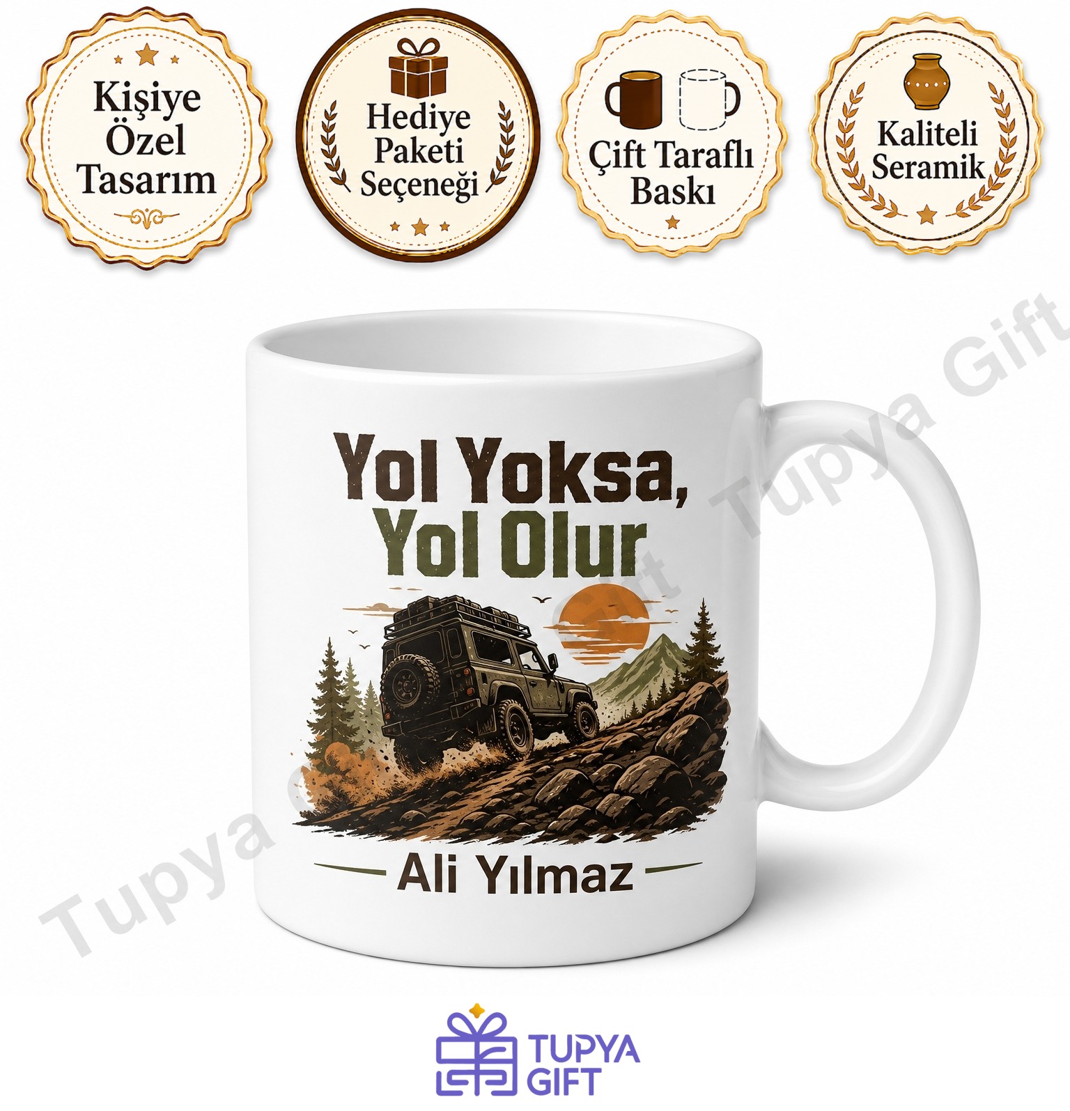 Offroad Sever İçin Kişiye Özel Baskılı Kupa Bardak Hediye