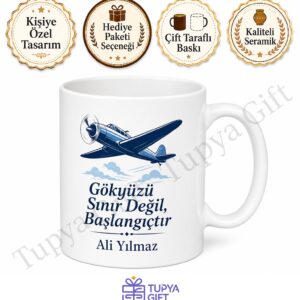 Havacılık Tutkunu İçin Kişiye Özel Baskılı Kupa Bardak Pilot Hediye