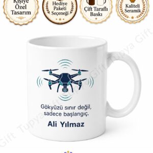 Drone Pilotu Hediyesi Kişiye Özel Baskılı Kupa Bardak Drone Severler İçin