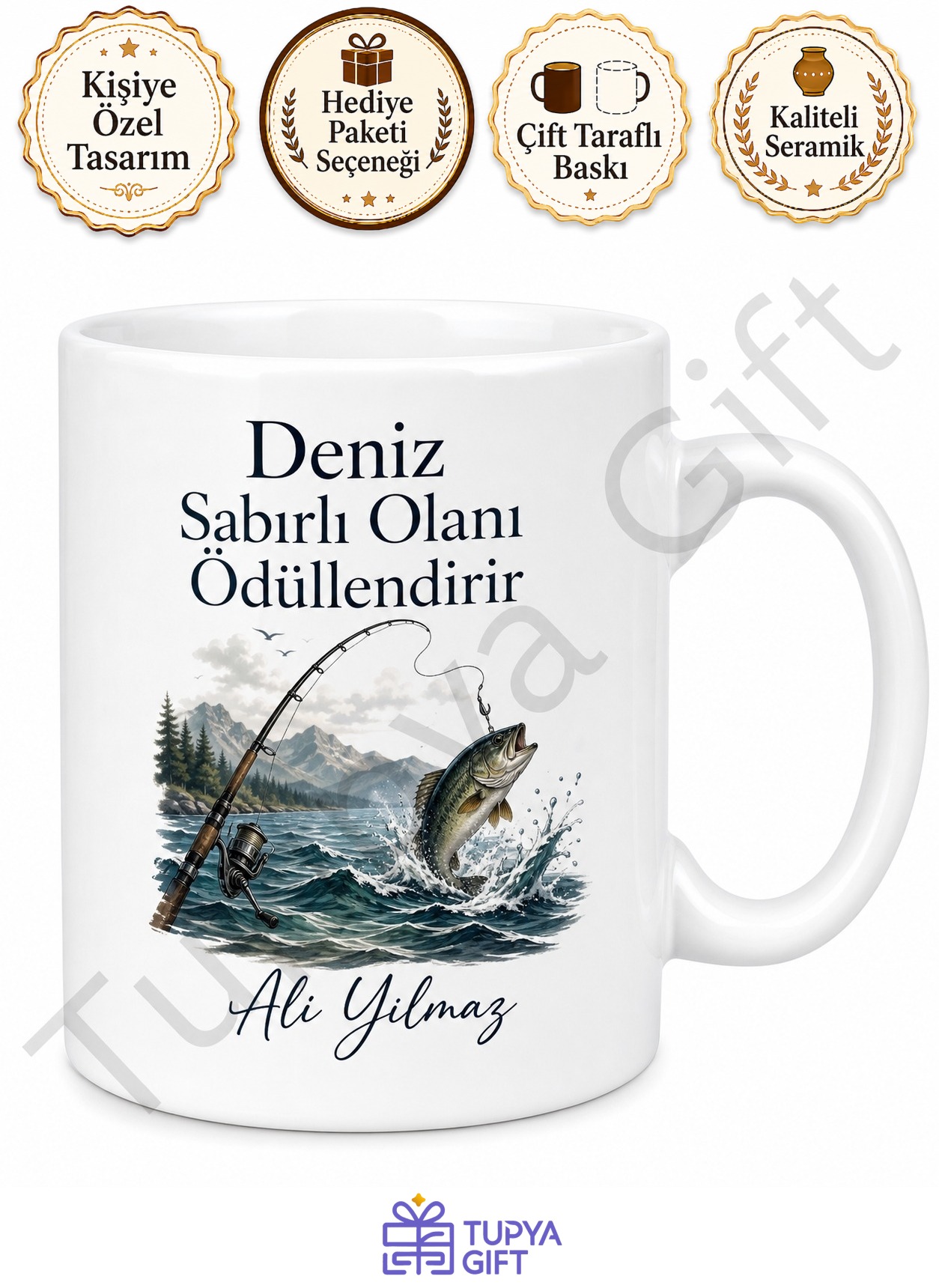 Balık Sever İçin Kişiye Özel Baskılı Kupa Bardak Hediye