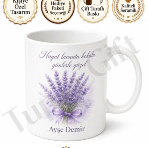 Lavanta Temalı Kişiye Özel Baskılı Kupa Bardak Hediye