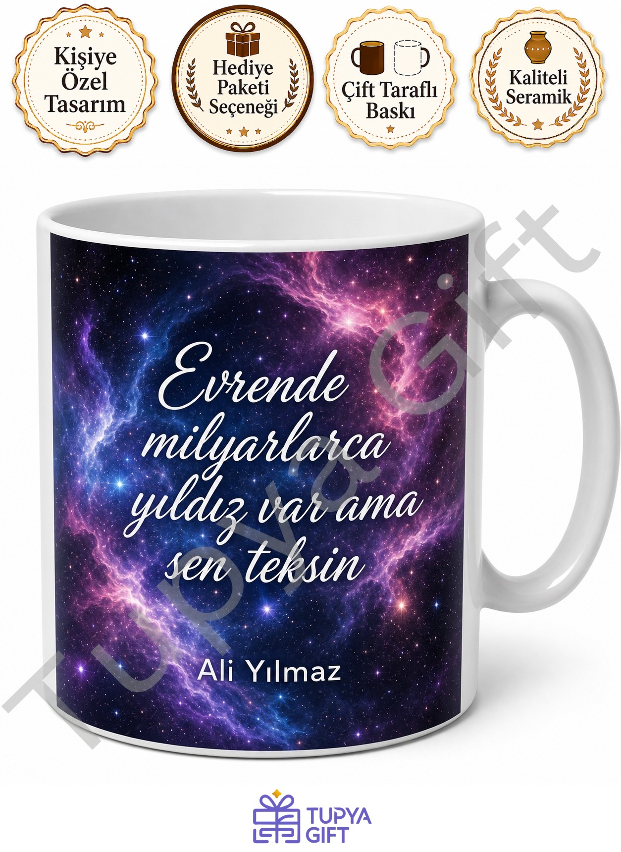 Nebula Desenli Kişiye Özel Baskılı Kupa Bardak Uzay Hediye