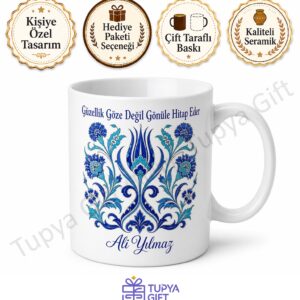 Çini Desenli Baskılı Kupa Bardak Hediye Özel Tasarım Porselen Mug