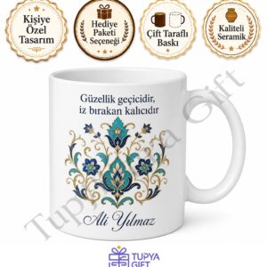 Türk Motifli Baskılı Kupa Bardak Hediye Özel Tasarım Porselen Mug