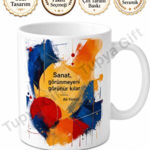 Soyut Sanat Temalı Baskılı Kupa Bardak Hediye Porselen Mug Sanatsal Tasarım