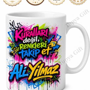 Graffiti Temalı Kişiye Özel Baskılı Kupa Bardak Hediye Mug Sokak Sanatı