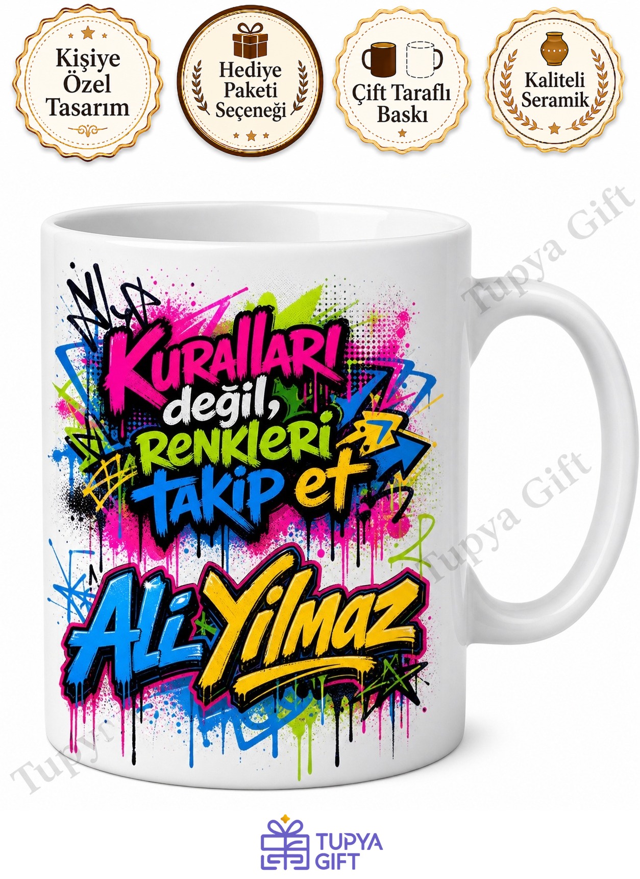 Graffiti Temalı Kişiye Özel Baskılı Kupa Bardak Hediye Mug Sokak Sanatı