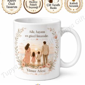 Aile Fotoğrafı Baskılı Kişiye Özel Kupa Bardak Hediye Aile Sevgisi