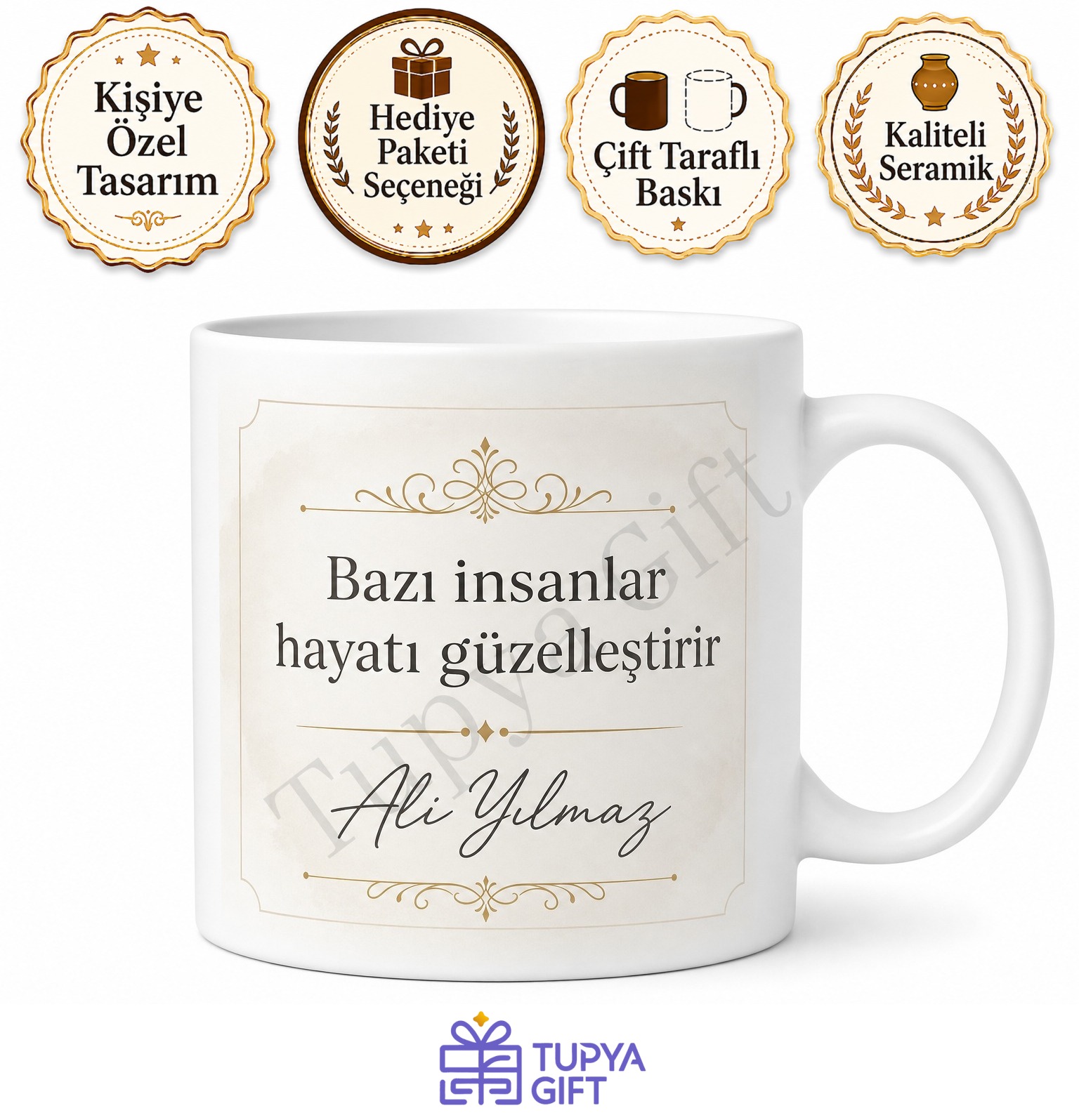 Özel Mesaj Yazılı Baskılı Kupa Bardak Hediye Kişiye Özel Tasarım