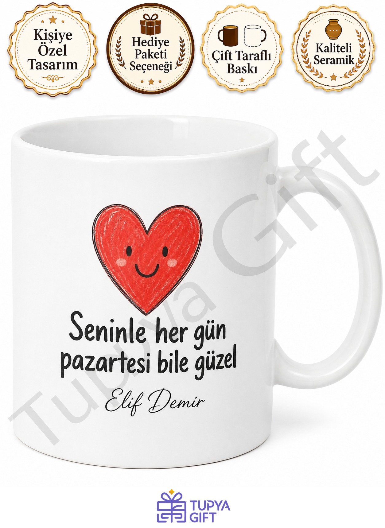 Komik Aşk Sözü Yazılı Kişiye Özel Baskılı Kupa Bardak Sevgiliye Hediye