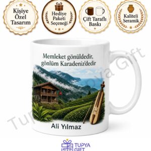 Karadeniz Temalı Kişiye Özel Baskılı Kupa Bardak Hediye