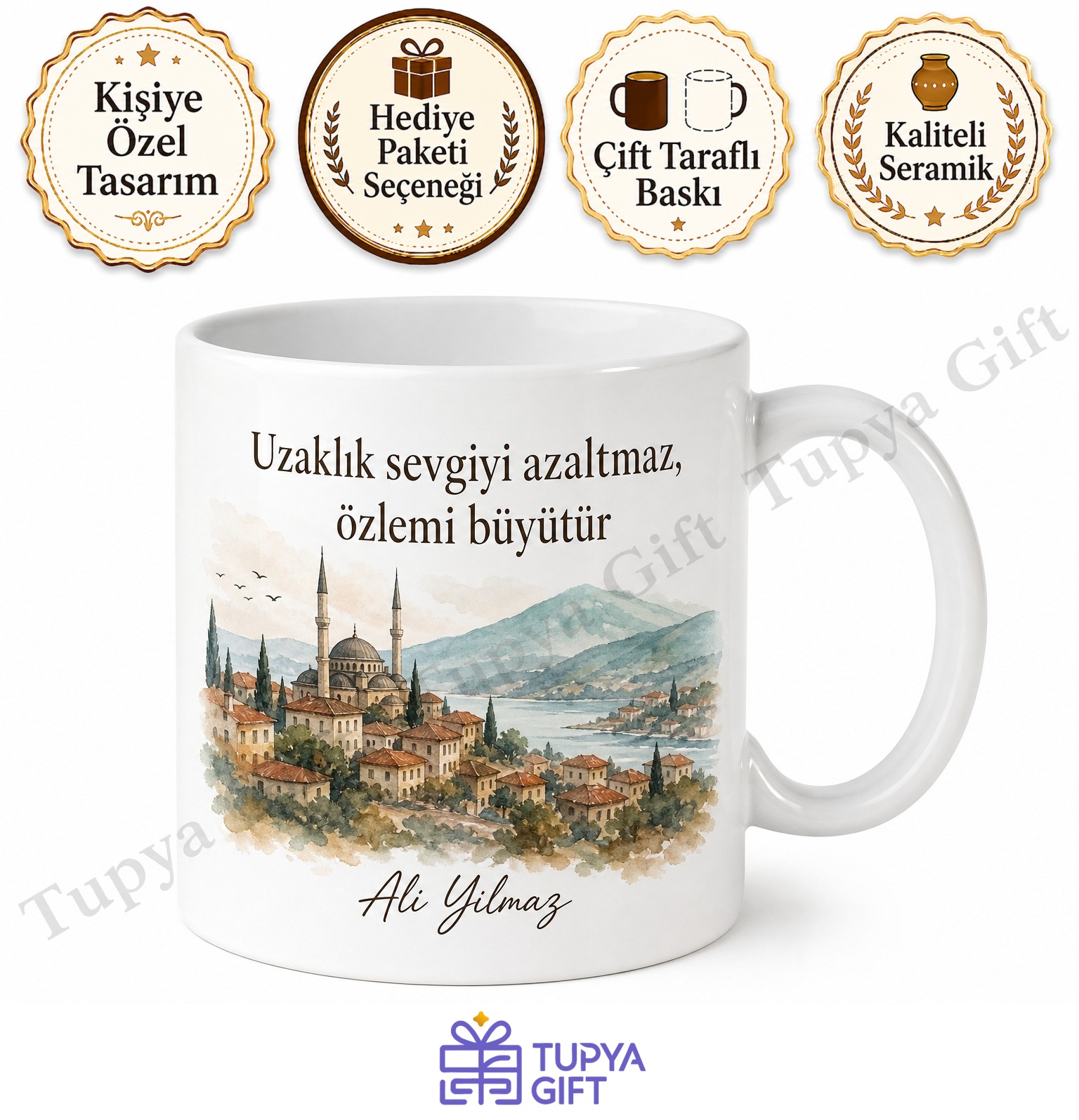 Gurbetçiye Hediye Kişiye Özel Baskılı Kupa Bardak Yurt Dışı Hatıra