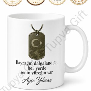 Asker Annesine Hediye İsimli Baskılı Kupa Bardak Asker Annesi Hediyesi