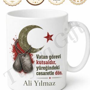 Askere Gidene Hediye Kişiye Özel Baskılı Kupa Bardak Asker Uğurlama