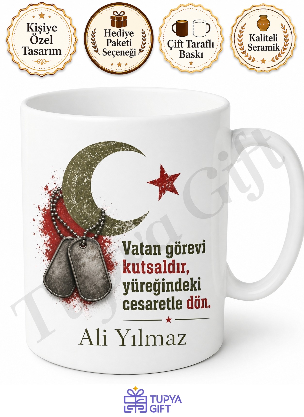 Askere Gidene Hediye Kişiye Özel Baskılı Kupa Bardak Asker Uğurlama