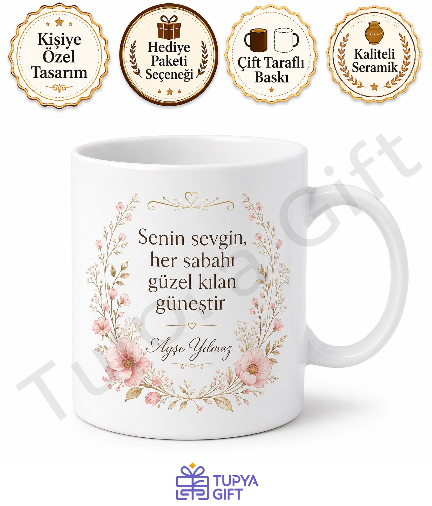 Dünyanın En İyi Annesi Yazılı Baskılı Kupa Bardak Hediye Anneye Özel Tasarım