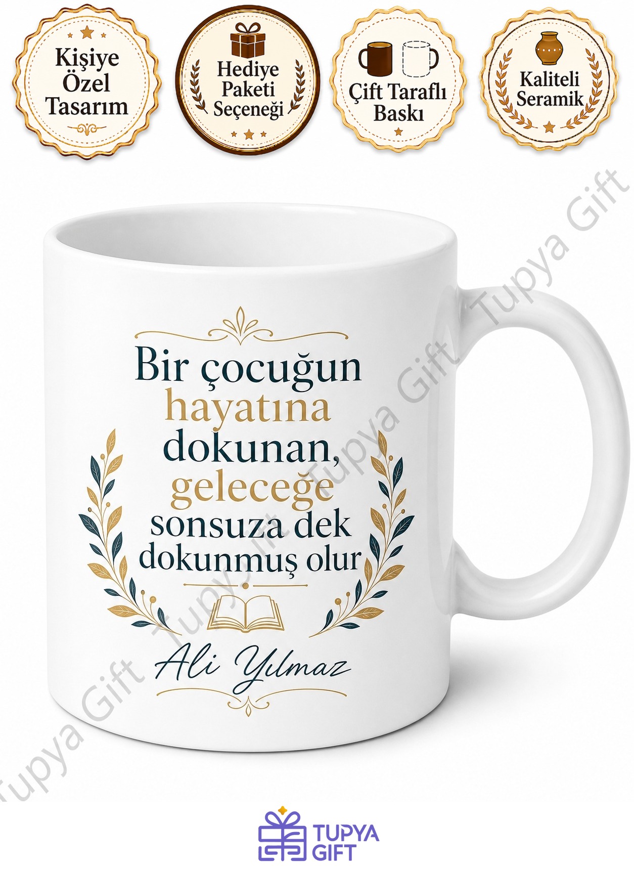 Dünyanın En İyi Öğretmeni Yazılı Kupa Bardak Baskılı Öğretmenler Günü Hediye